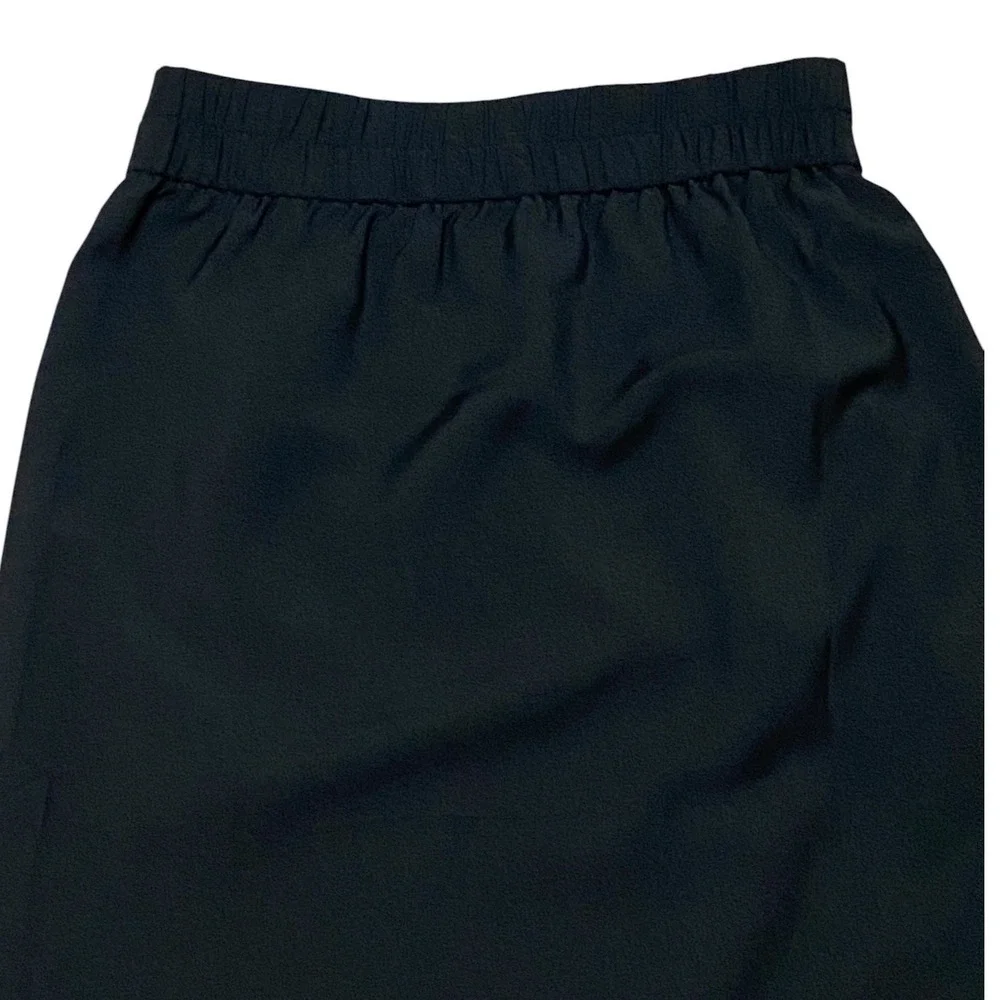 J.Crew NEW Black Elastic Waist Midi Skirt Quiet Luxury Career Corporate Size XXS